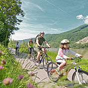 Familie in Österreich beim Radfahren