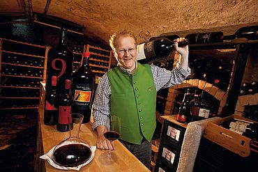 Reinhold Baumschlager at his own wine-cellar 