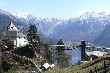 Salzbergbahn Hallstatt, Panoramabrücke, © Archiv Salinen Tourismus GmbH